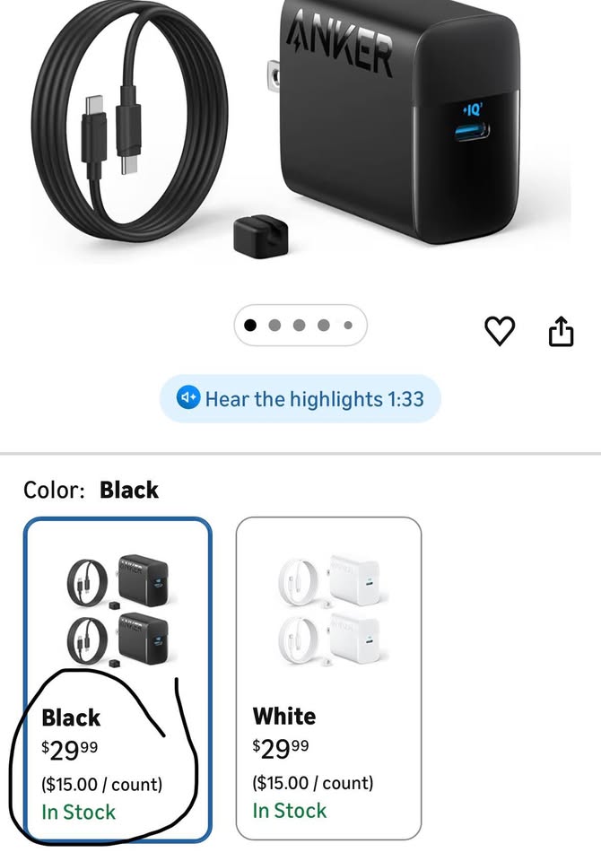 Anker 45W USB-C Fast Charger Block with Cable (2-Pack)