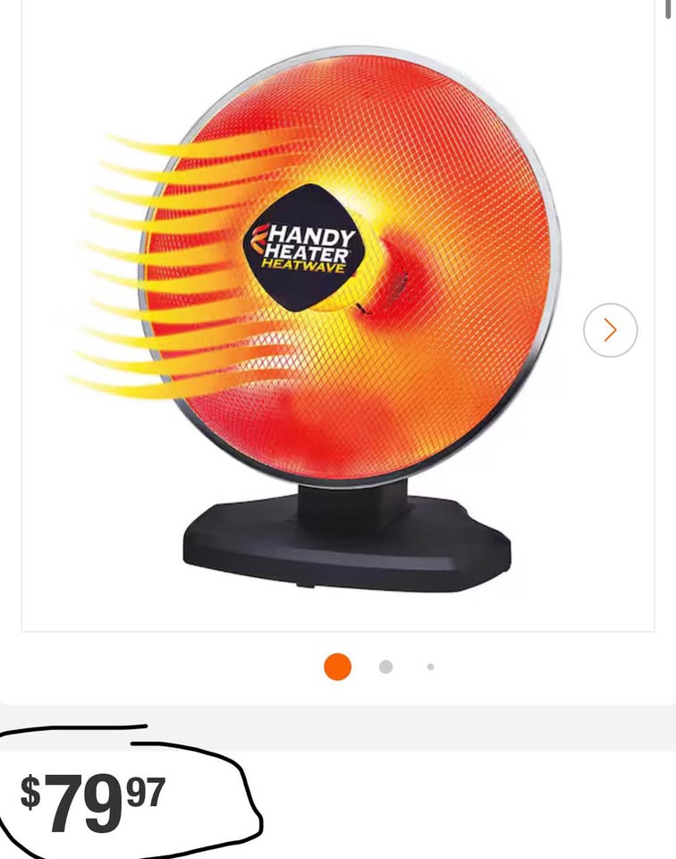 Handy Heater 1200W Oscillating Ceramic Parabolic Space Heater