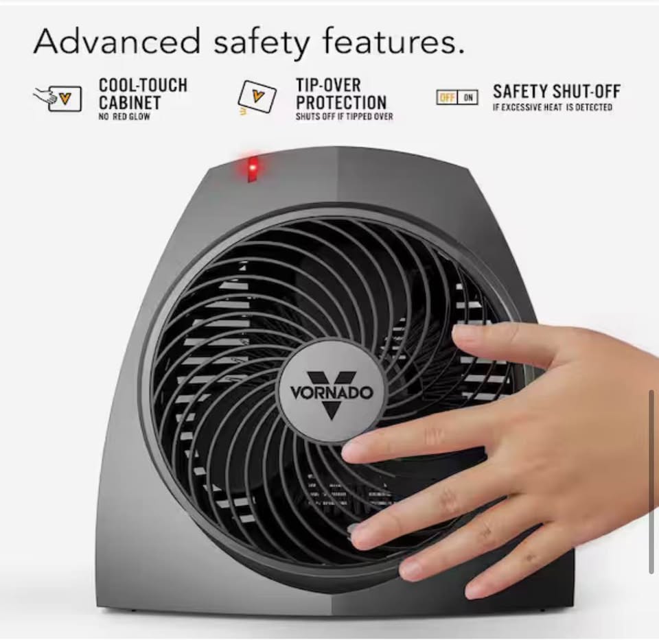 Vornado VH200 1500W Portable Whole Room Space Heater – Charcoal