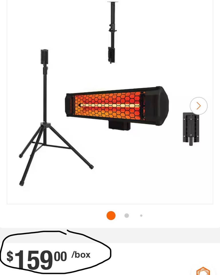 Tradesman 1500W Quartz Infrared Indoor/Outdoor Portable Heater w/ Tripod & Mounts, Black