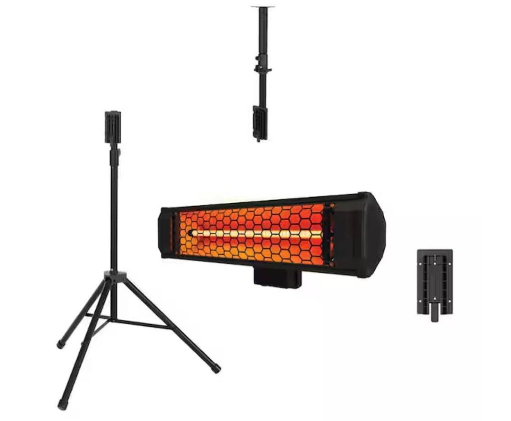 Tradesman 1500W Quartz Infrared Indoor/Outdoor Portable Heater w/ Tripod & Mounts, Black