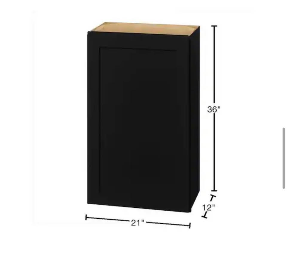 Hampton Bay Avondale 21” Shaker Wall Kitchen Cabinet – Raven Black