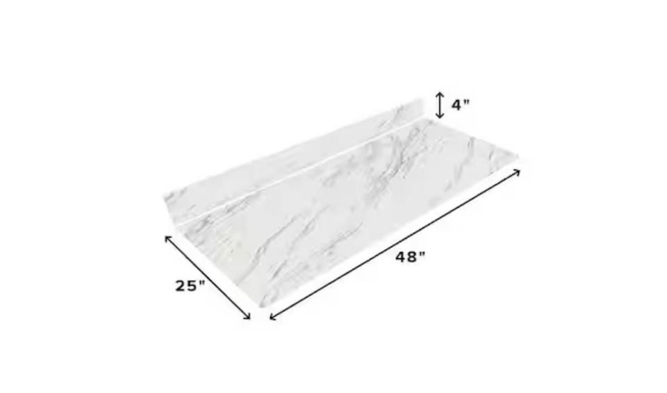 4 ft Calcutta Blanc Countertop, Satin Finish