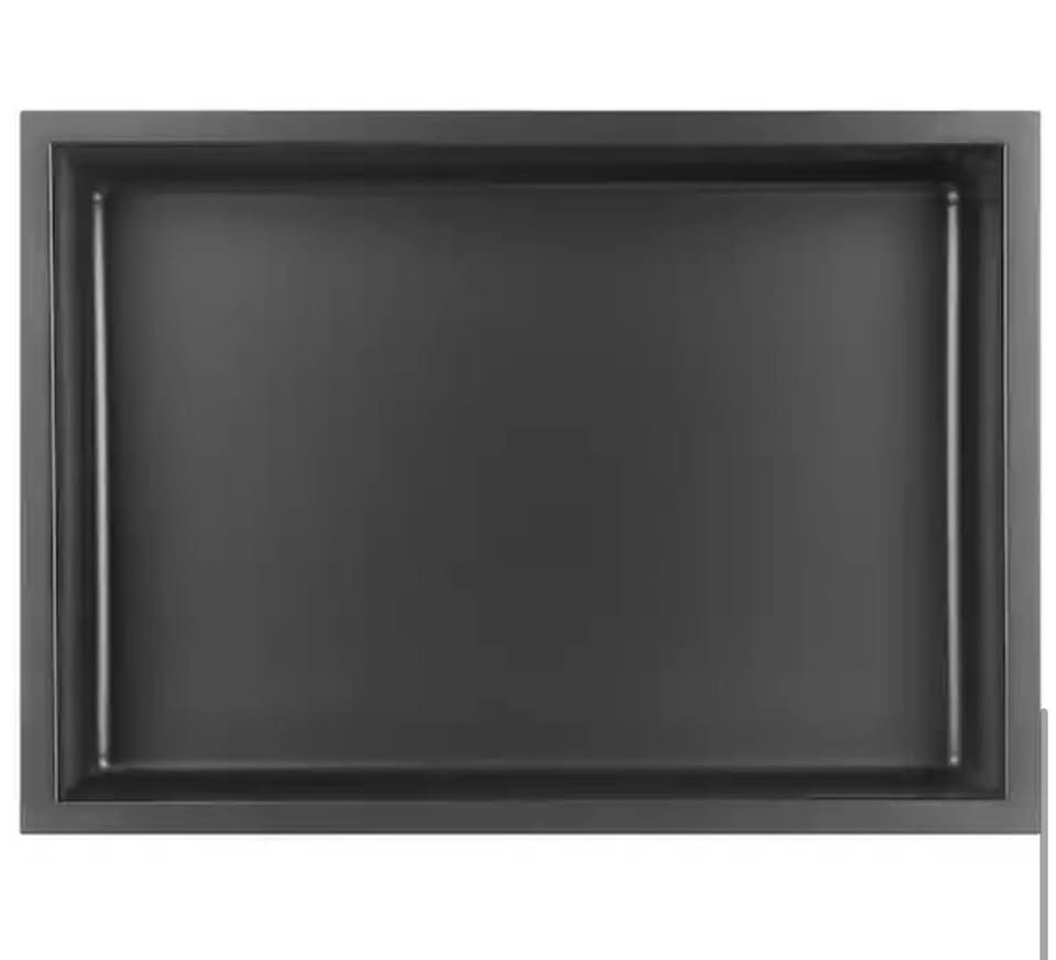 AKDY 16”x12” Matte Black Stainless Steel Shower Wall Niche (18-Gauge)