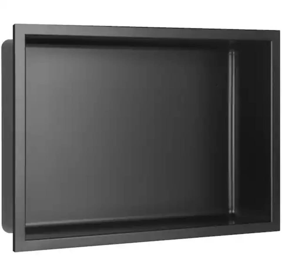 AKDY 16”x12” Matte Black Stainless Steel Shower Wall Niche (18-Gauge)