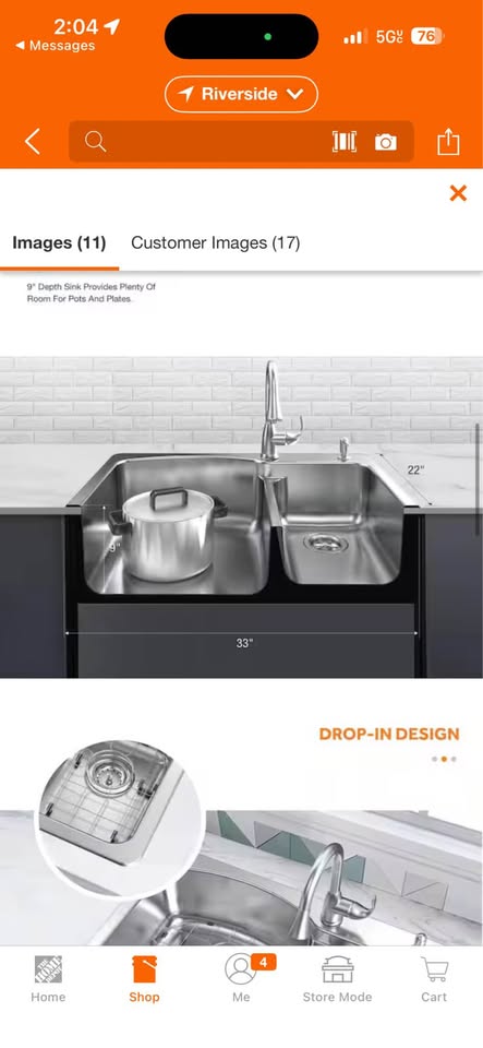 Glacier Bay Bratten 33 in. 60/40 Double Bowl Stainless Steel Kitchen Sink