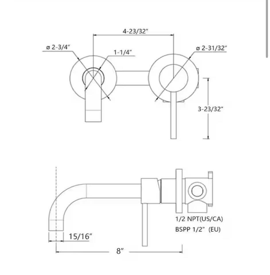 SUMERAIN Modern Wall Mount Bathroom Faucet – Brushed Gold