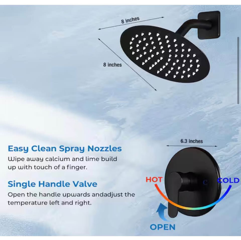 Matte Black Tub & Shower Faucet, Single Handle, 2-Spray (Valve Included)