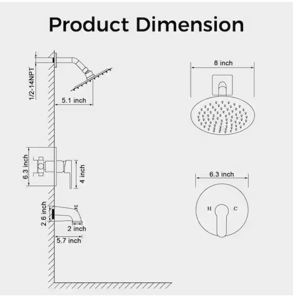 Matte Black Tub & Shower Faucet, Single Handle, 2-Spray (Valve Included)