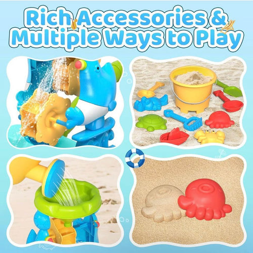Beach Sand & Water Toy Set with Trolley, Shovel, Bucket & Molds