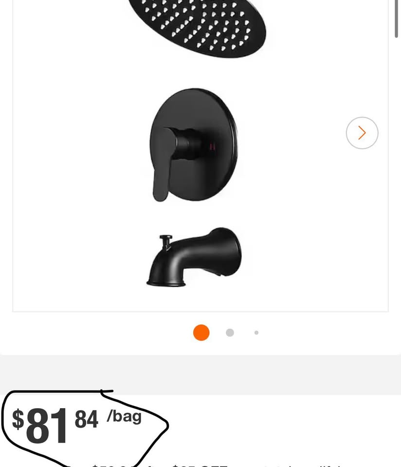 Matte Black Tub & Shower Faucet, Single Handle, 2-Spray (Valve Included)