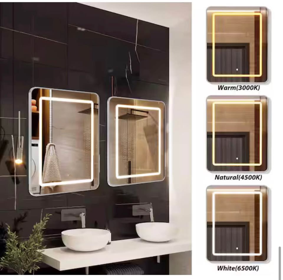 HOMEIBRO 24”x30” Silver LED Medicine Cabinet Mirror, Recessed/Surface Mount