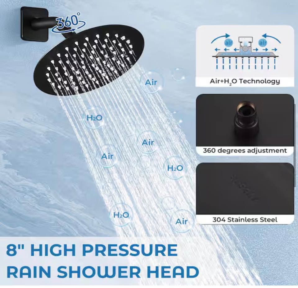 Matte Black Tub & Shower Faucet, Single Handle, 2-Spray (Valve Included)