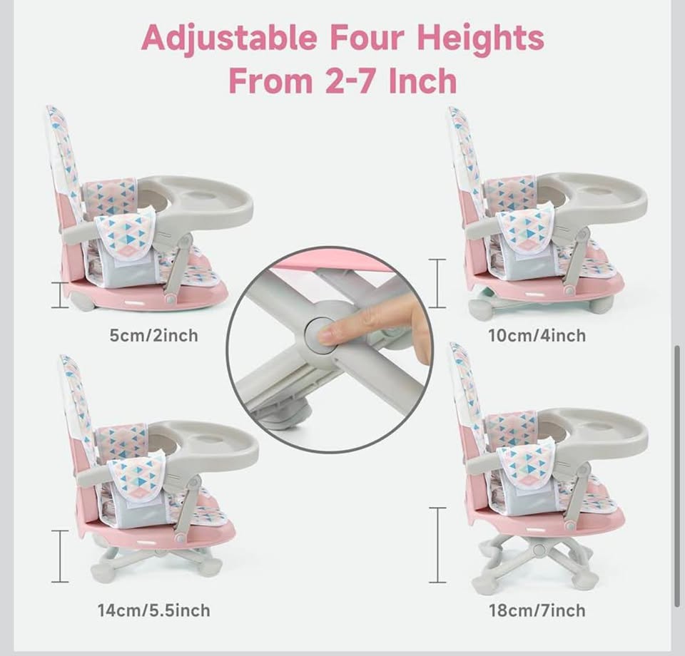YOLEO Foldable Baby Booster Seat for Dining Table with Removable Tray