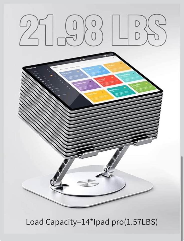 Adjustable 360° Rotating Foldable Laptop Stand for Up to 16” Laptops, Silver