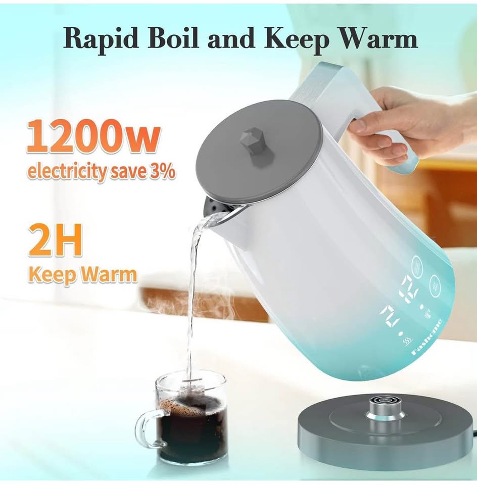 Electric Kettle 1.25L, Temperature Control, Stainless Steel, Auto Shut-Off, 1200W