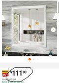 KIOTEE 32”x36” White Framed Bathroom Vanity Mirror, Wall Mounted Tempered Glass