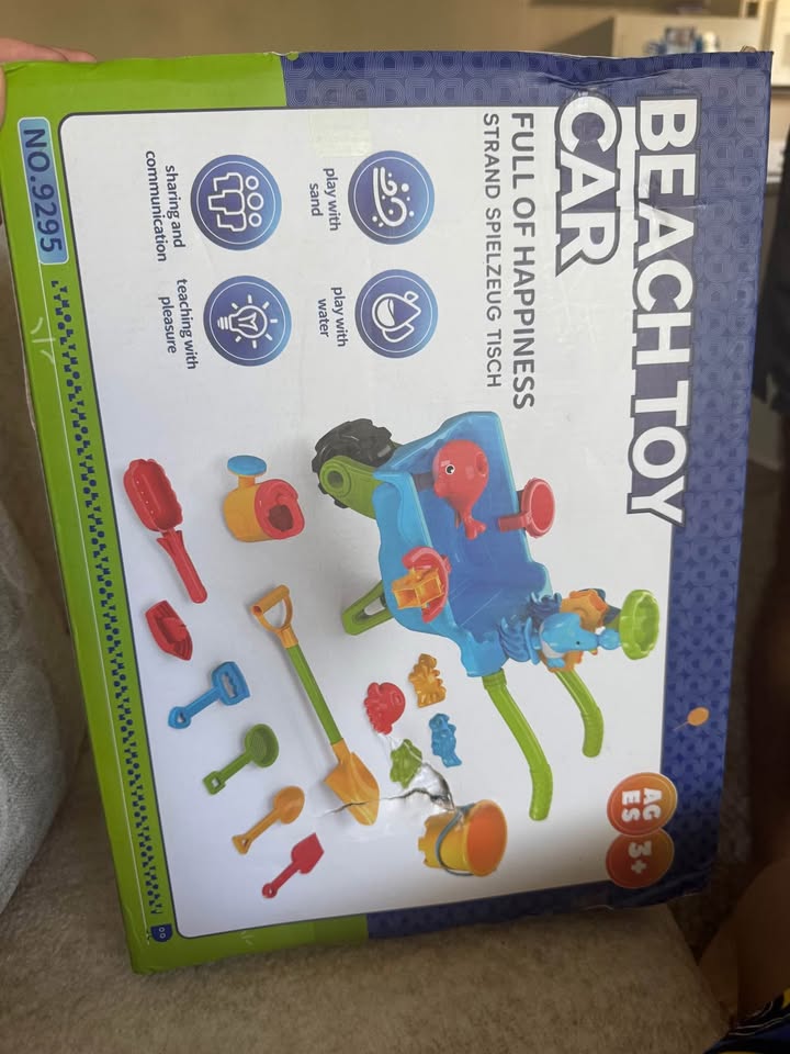 Beach Sand & Water Toy Set with Trolley, Shovel, Bucket & Molds