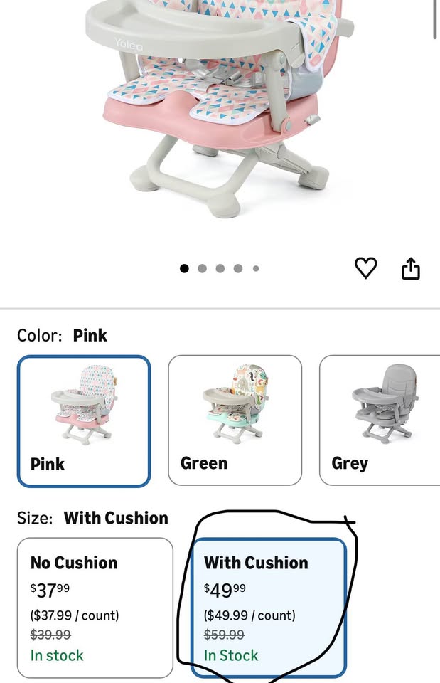 YOLEO Foldable Baby Booster Seat for Dining Table with Removable Tray