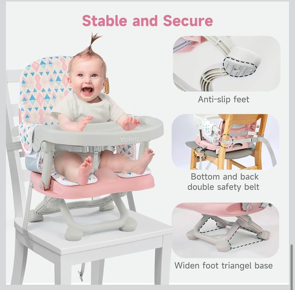 YOLEO Foldable Baby Booster Seat for Dining Table with Removable Tray