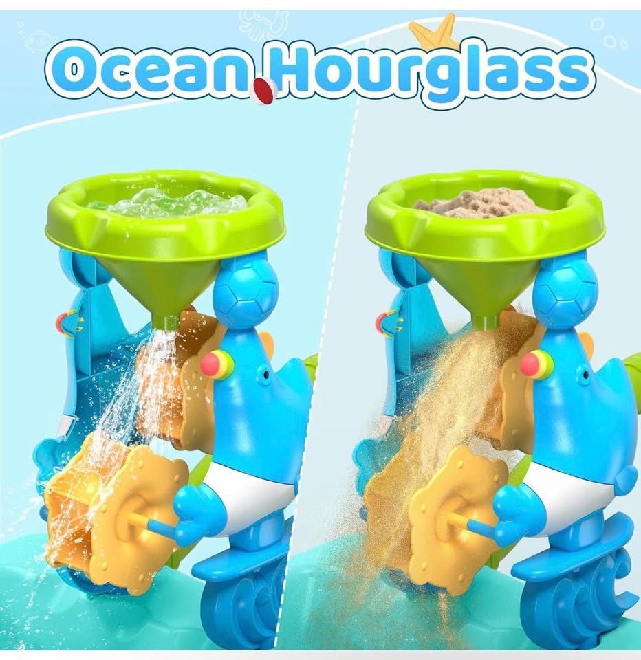 Beach Sand & Water Toy Set with Trolley, Shovel, Bucket & Molds