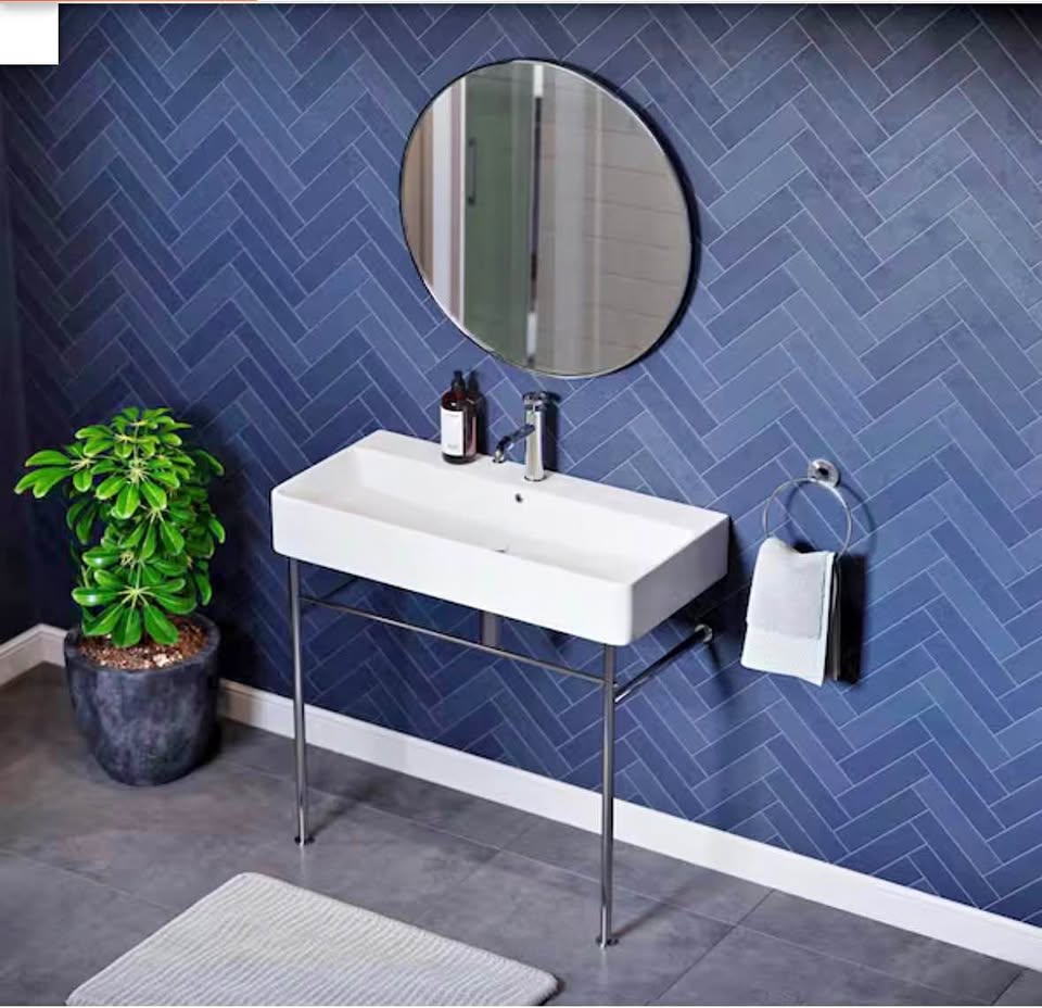 Swiss Madison Carre 36 in. Ceramic Console Sink White Basin Chrome Legs