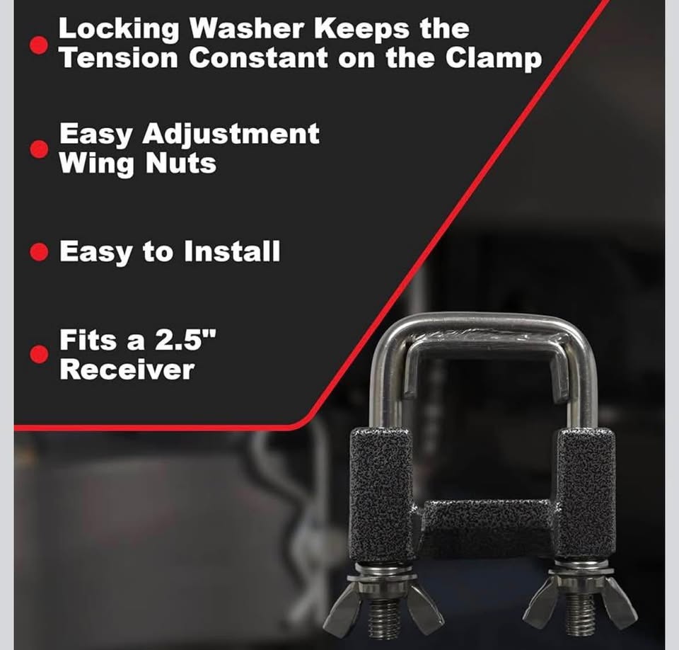 Trimax THC250 Universal Hollow & Solid Core Anti-Rattle Clamp for 2.5" Hitch
