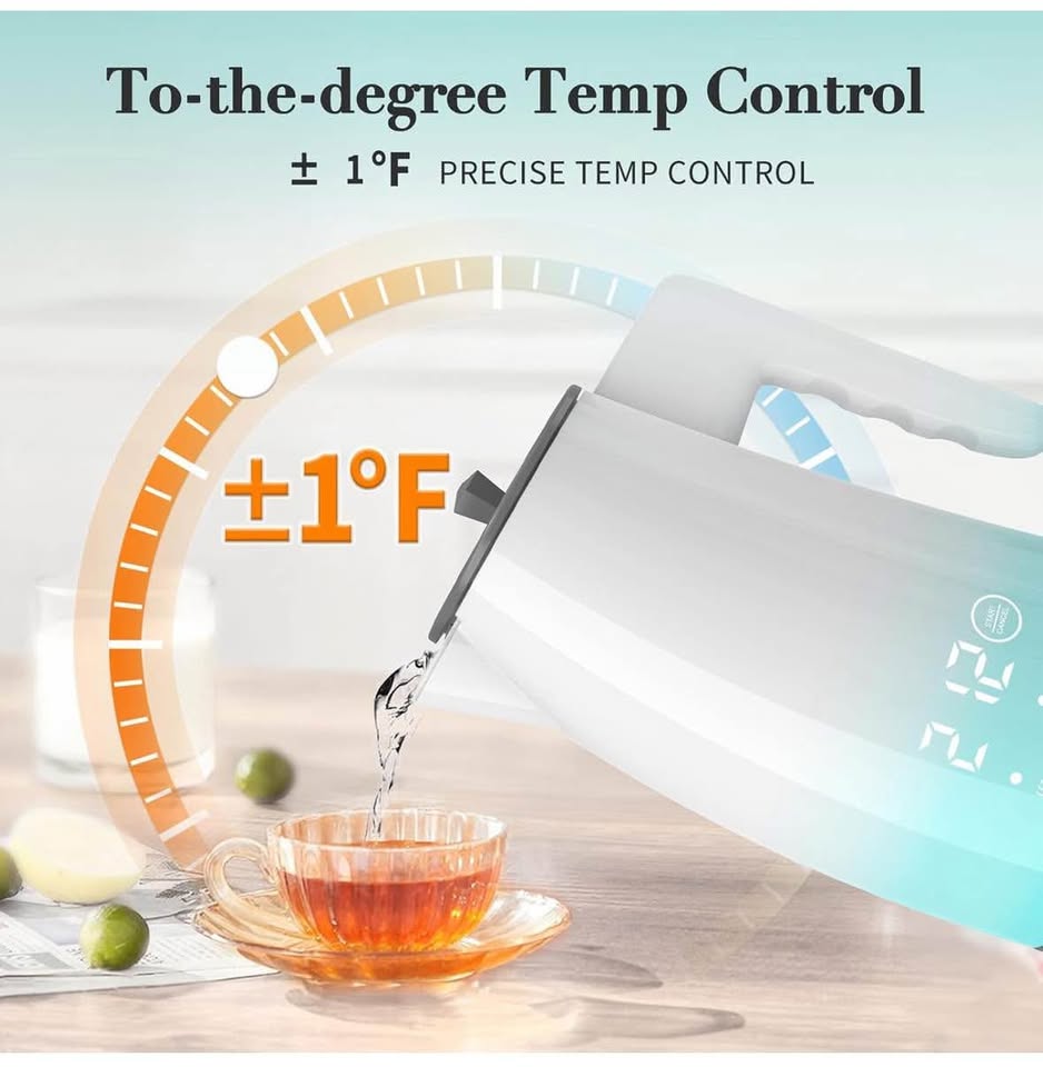 Electric Kettle 1.25L, Temperature Control, Stainless Steel, Auto Shut-Off, 1200W