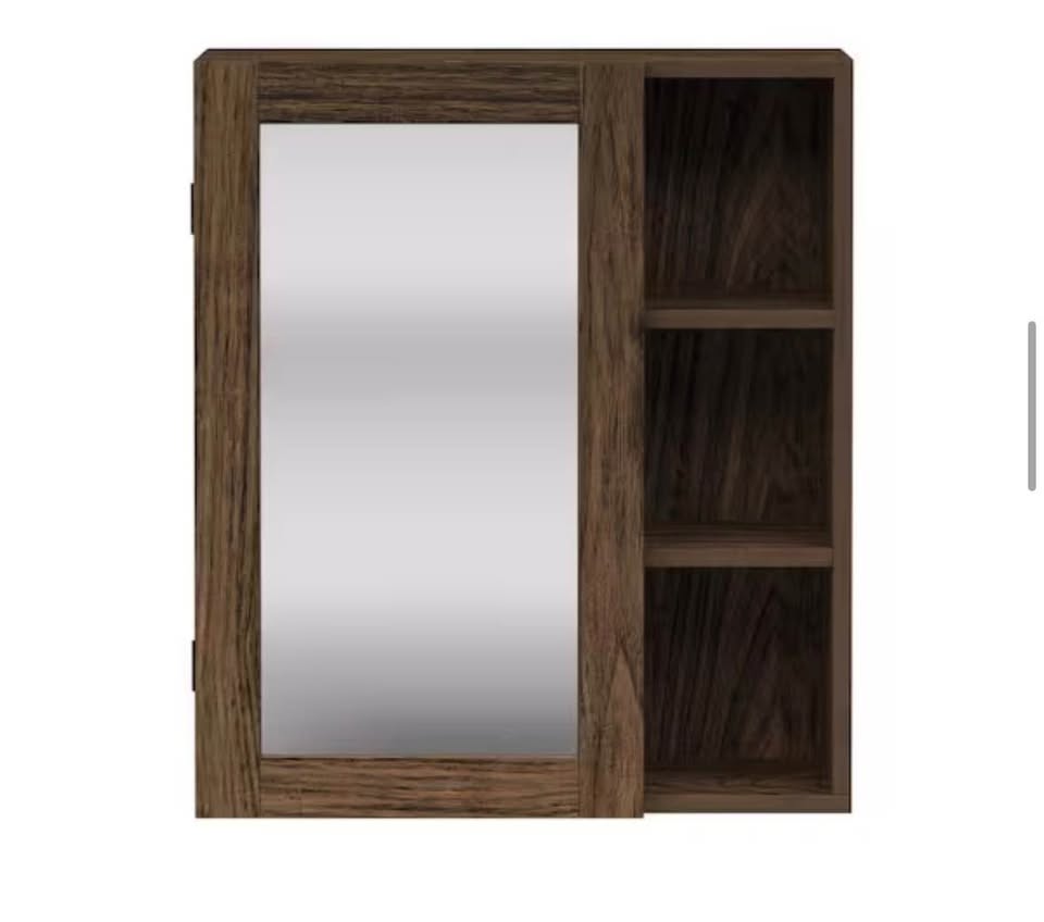 Teamson Home Ellery Walnut Medicine Cabinet Mirror 6.7”x20”x24”