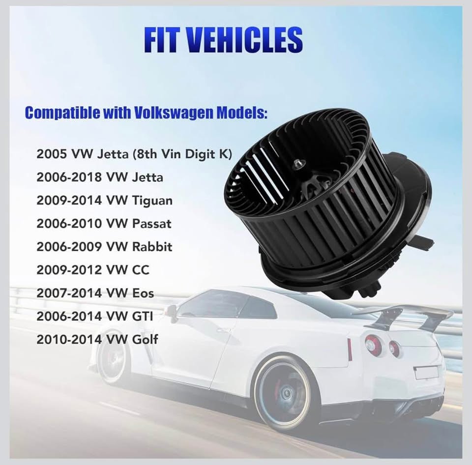 HVAC Blower Motor Fan for 2005–2014 VW Jetta, Passat, Golf & More