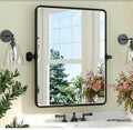 KeonJinn 24”x30” Black Framed Bathroom Mirror, Tilt/Pivot Vanity Mirror