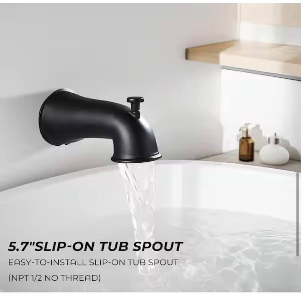 Matte Black Tub & Shower Faucet, Single Handle, 2-Spray (Valve Included)