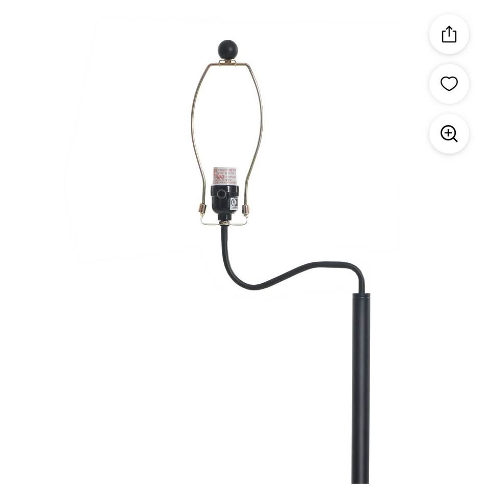 Mainstays Glass End Table Floor Lamp with White Shade, Matte Black, 17"L x 17"W x 54"H