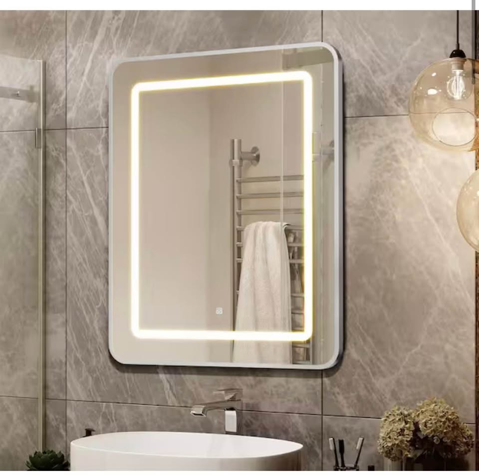 HOMEIBRO 24”x30” Silver LED Medicine Cabinet Mirror, Recessed/Surface Mount
