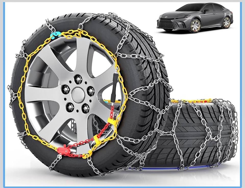 Easy Install Snow Tire Chains (Set of 2) – One-Pull Fit for Cars & SUVs