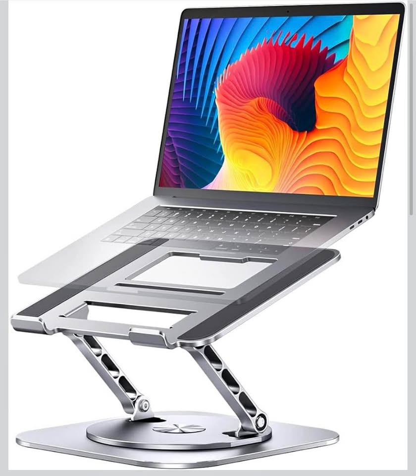 Adjustable 360° Rotating Foldable Laptop Stand for Up to 16” Laptops, Silver