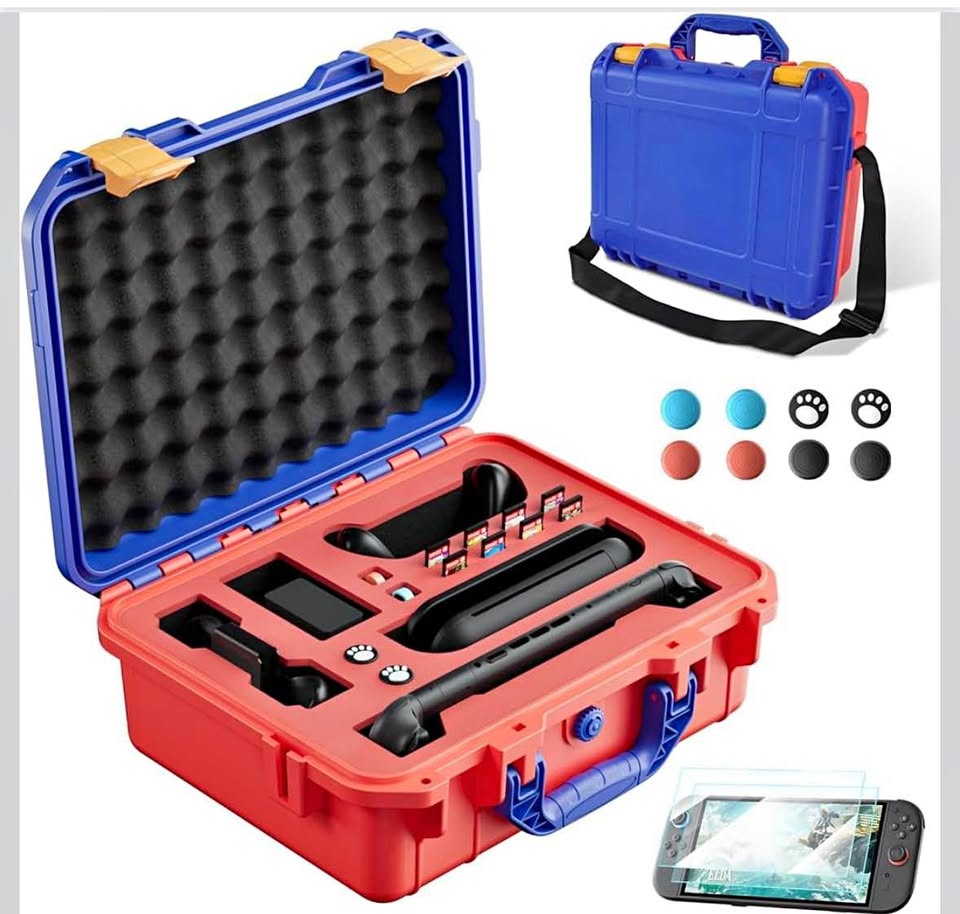 TanReginal Hard Carrying Case for Nintendo Switch 2 – All-in-One Portable Protective Case (Red-Blue)