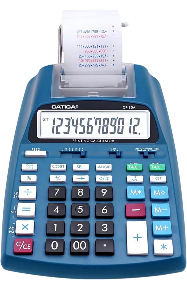 CATIGA Printing Calculator with Paper Roll – 10 Key Desktop Adding Machine
