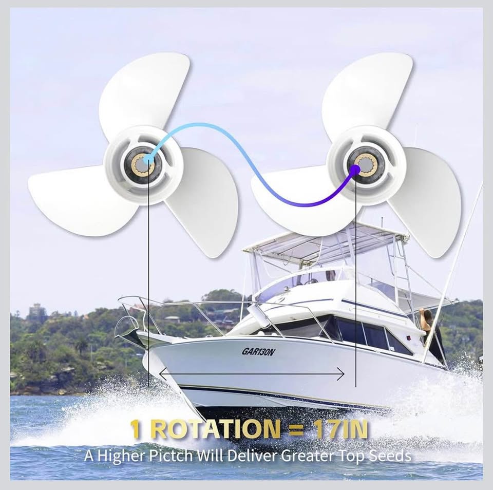 BOLT&GYRE Outboard Boat Propeller OEM Aluminum, Fit Yamaha Engines 60-130HP, 15 Spline Tooth