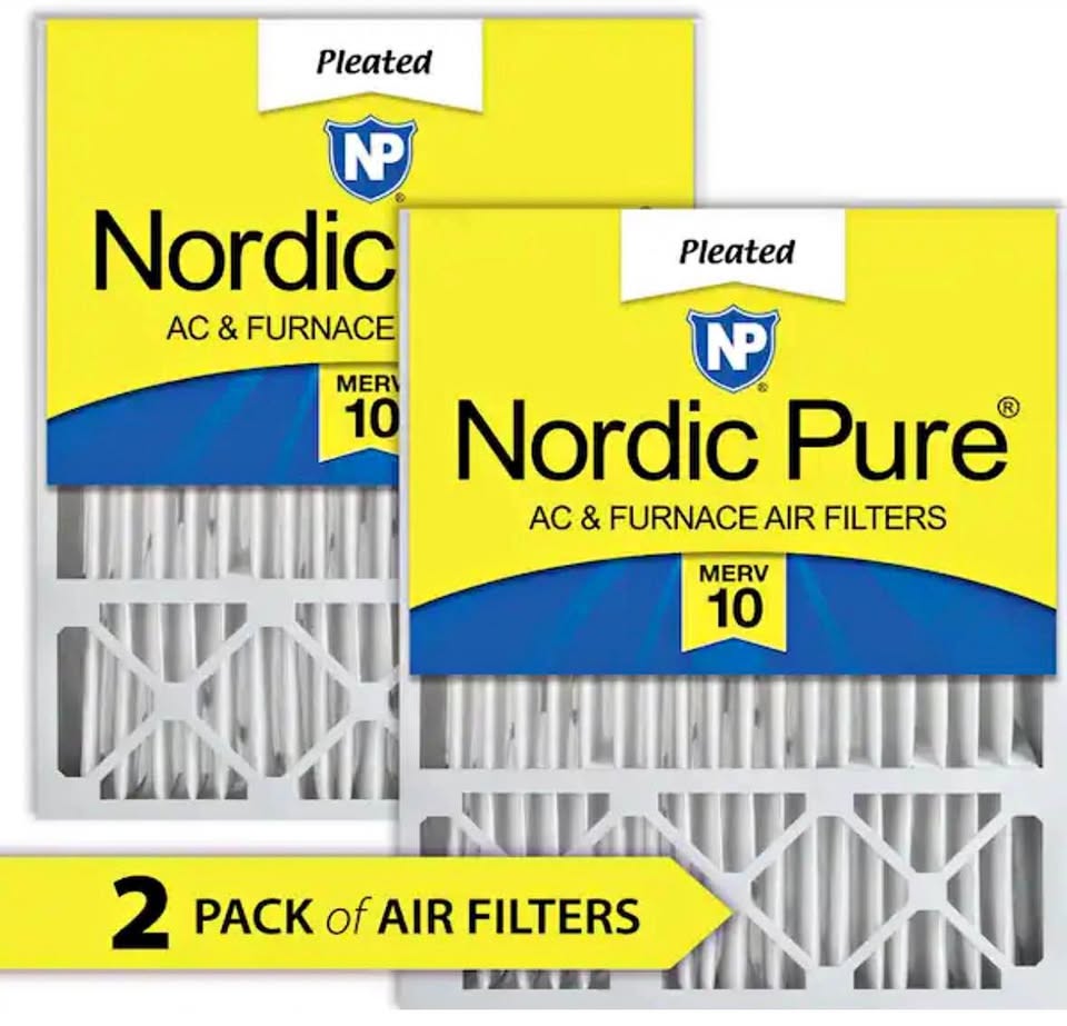 Nordic Pure 16x25x5 Furnace Air Filter MERV 10 (2-Pack)