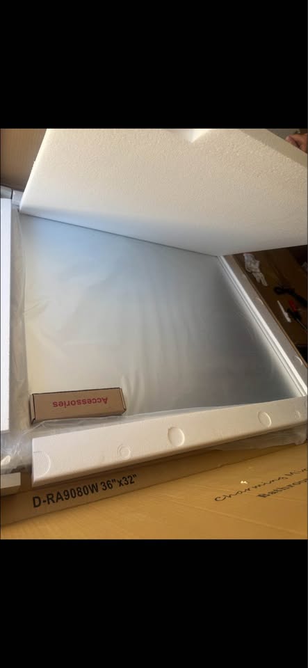 KIOTEE 32”x36” White Framed Bathroom Vanity Mirror, Wall Mounted Tempered Glass