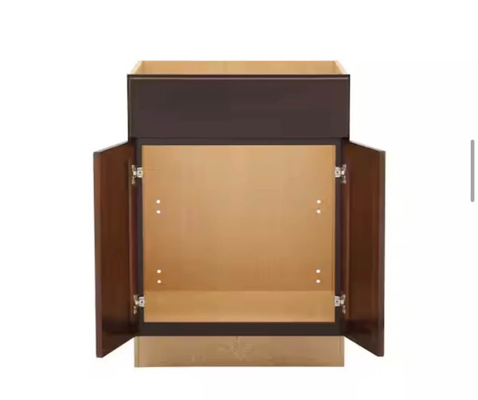 Hampton Bay Shaker 18” 3-Drawer Base Cabinet Java
