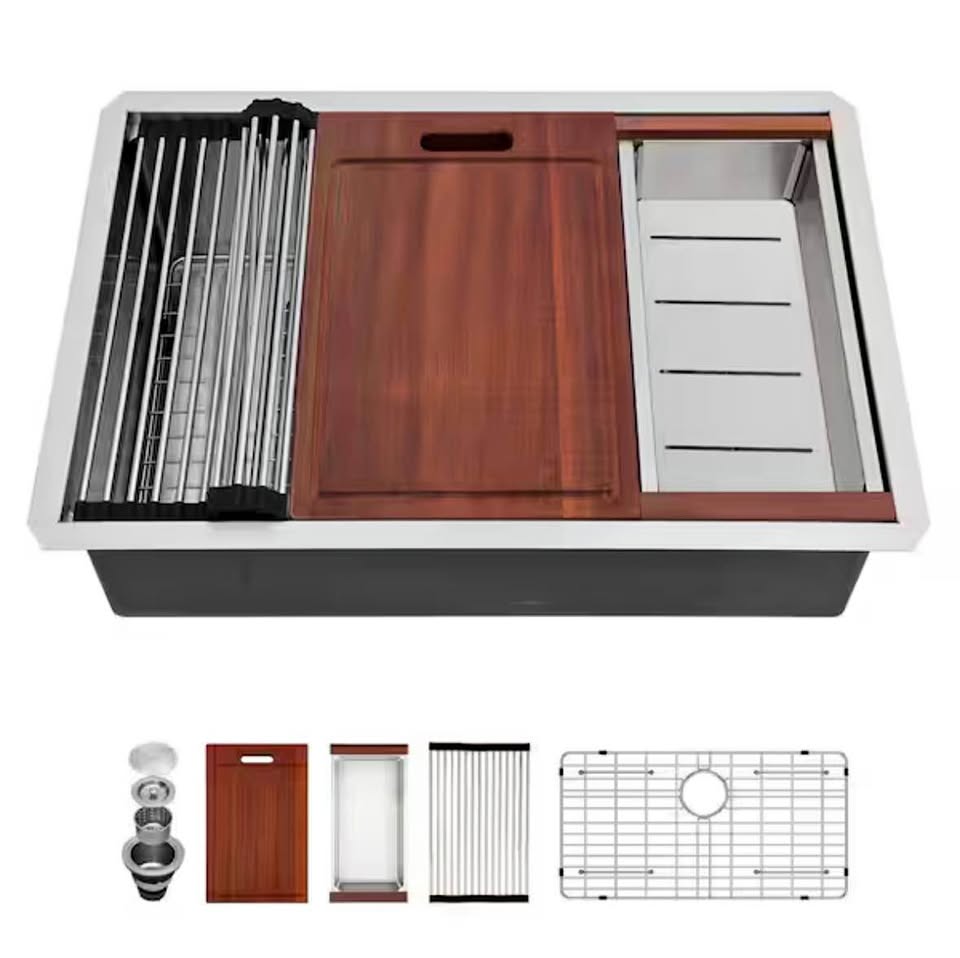 MYRYY 30”x18” Undermount Stainless Steel Kitchen Sink, 16-Gauge, Single Bowl with Accessories