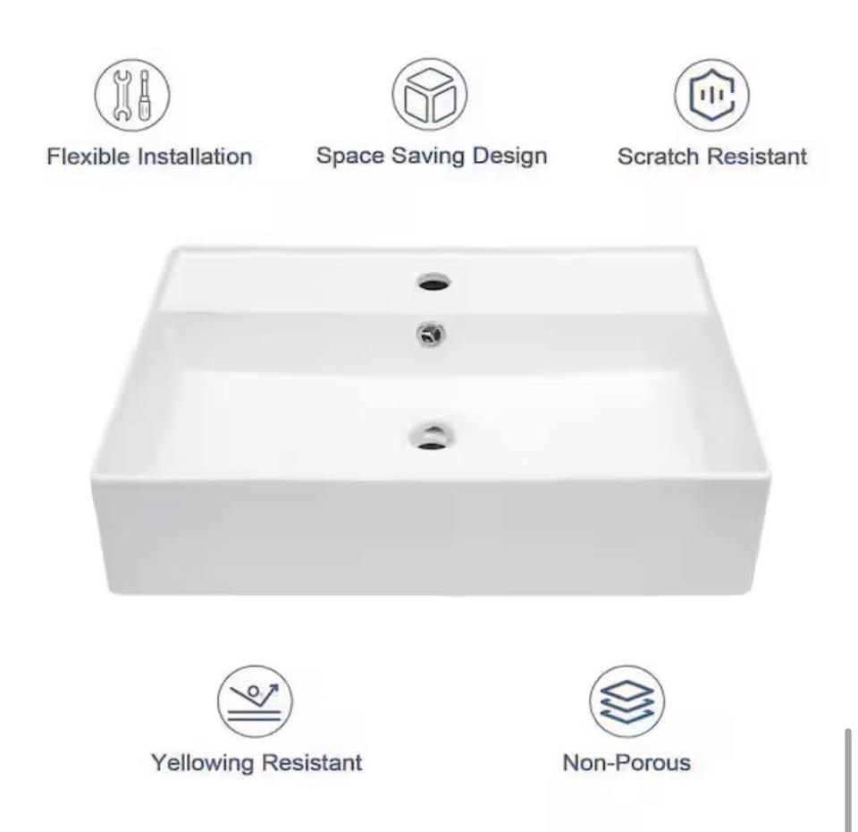 LORDEAR 24” Porcelain Vessel Sink White