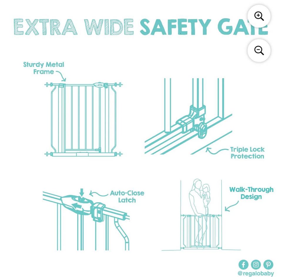 Regalo Extra Wide Walk-Through Baby Gate with Door
