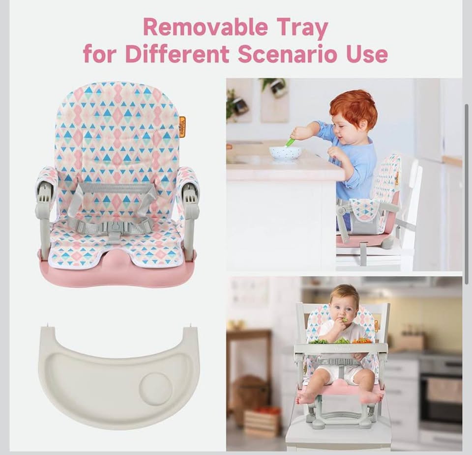 YOLEO Foldable Baby Booster Seat for Dining Table with Removable Tray