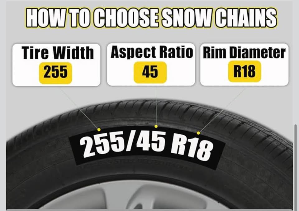 Easy Install Snow Tire Chains (Set of 2) – One-Pull Fit for Cars & SUVs