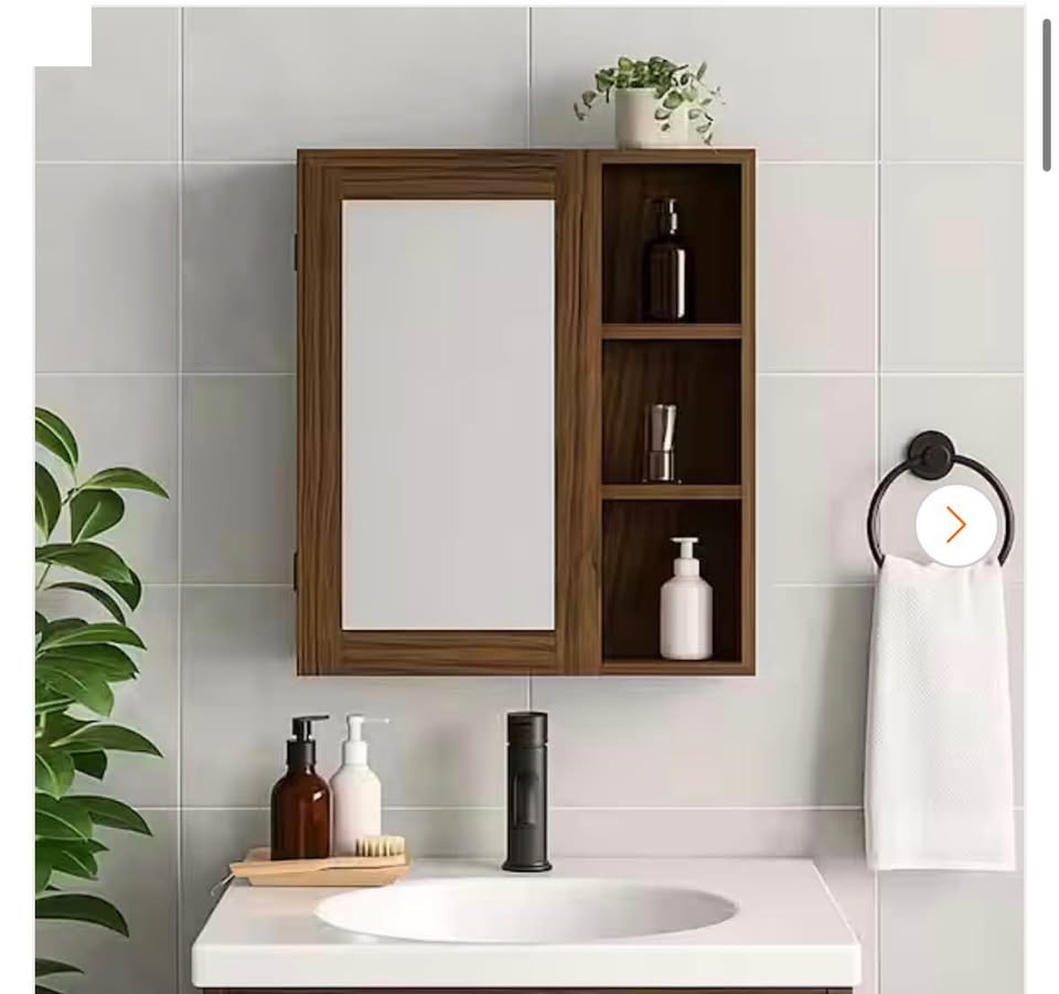 Teamson Home Ellery Walnut Medicine Cabinet Mirror 6.7”x20”x24”