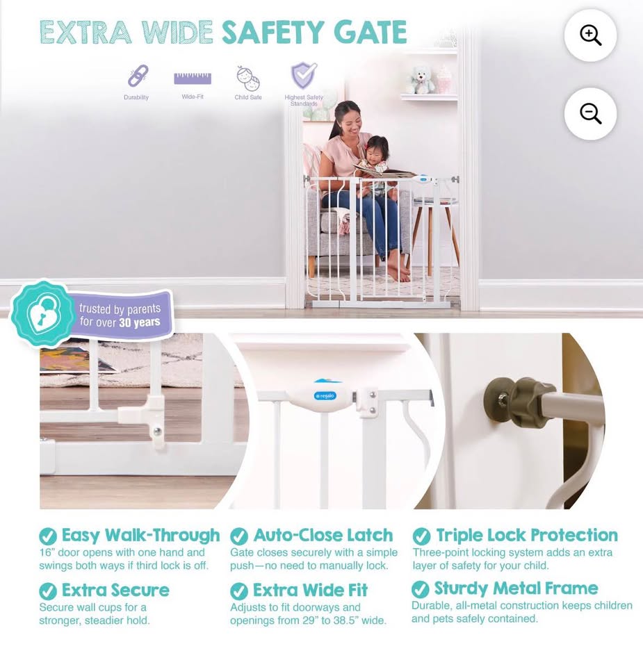 Regalo Extra Wide Walk-Through Baby Gate with Door
