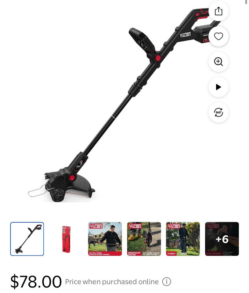 Hyper Tough 20V Cordless String Trimmer 12” (Battery Included)